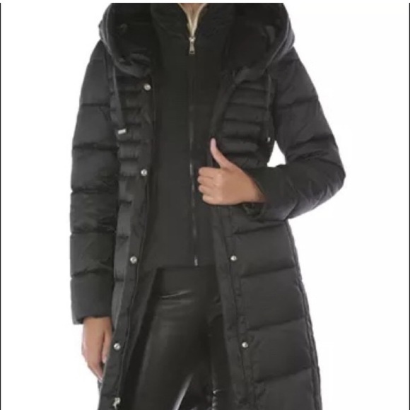 Tahari Black Mia Fitted Puffer Coat 02. - Picture 2 of 16